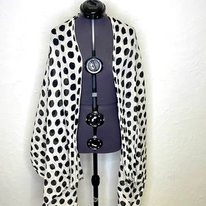 Wrap/Scarf White with Black Polka Dots 100% Cotton